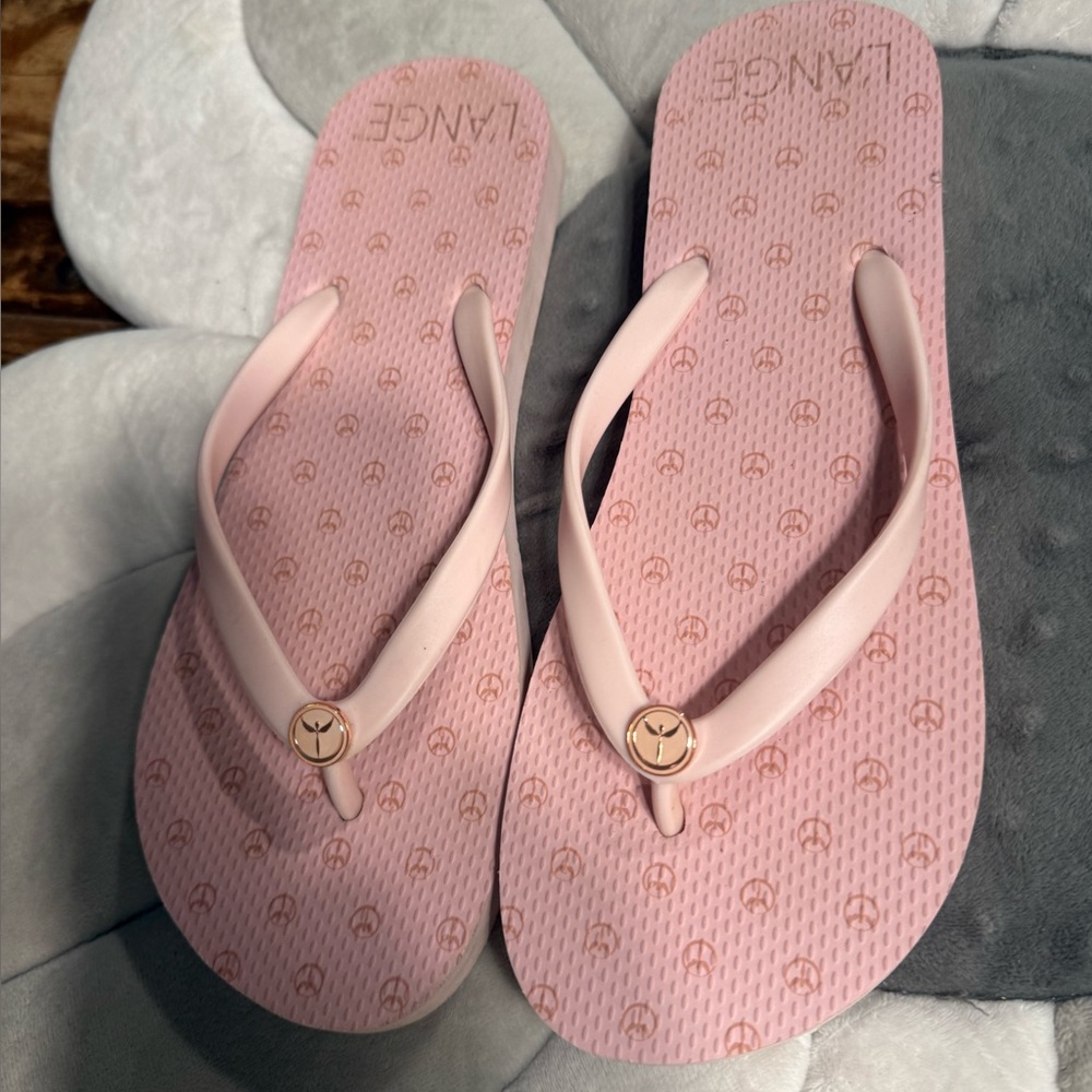 Lange Pink Thong Sandals with Subtle Logo - Picture 2 of 2